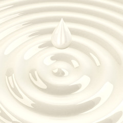 Cream drop with waves, 3d