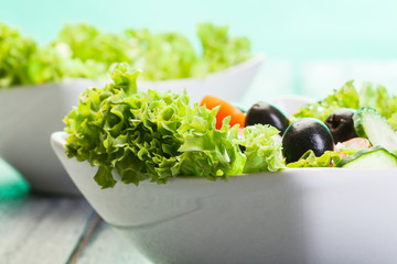 Fresh vegetable salad with cheese
