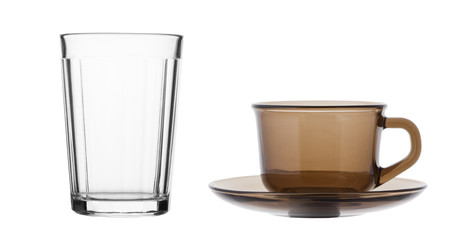 Tea cup and faceted glass
