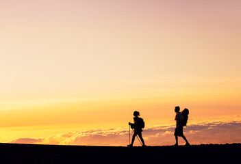Fototapeta na wymiar Sunset Hikers