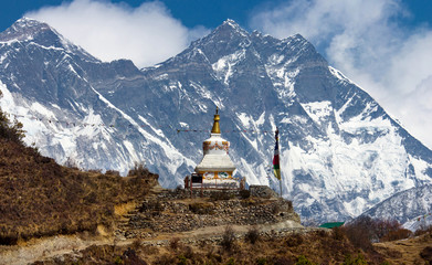 Stupa  on the way to Everest Base Camp in Himalayas, Nepal