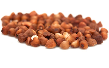 buckwheat on white background. close