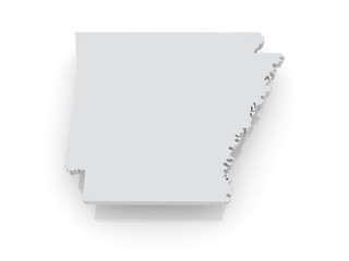 Three-dimensional map of Arkansas. USA.