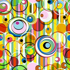 Gardinen vivid colors in a seamless  pattern, circles + stripes © Kirsten Hinte