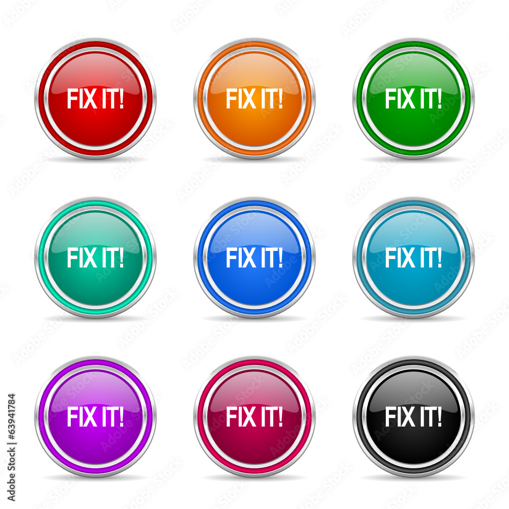 Poster fix it icon vector set