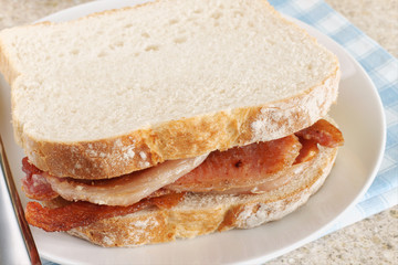 Freshly made bacon sandwich