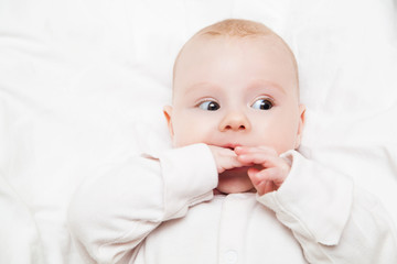 Bright closeup portrait of adorable baby
