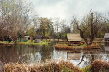 Fishing pond and lodges