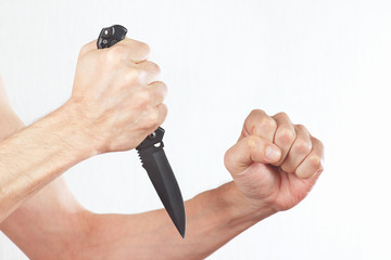 Hand position to attack with a combat knife