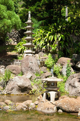 Japanese garden in Iao Valley State Park on Maui Hawaii