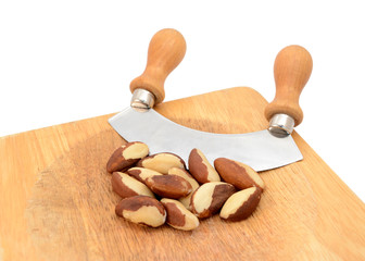 Whole brazil nuts with a rocking knife