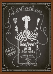 Seafood Restaurant and Grill Chalkboard Poster
