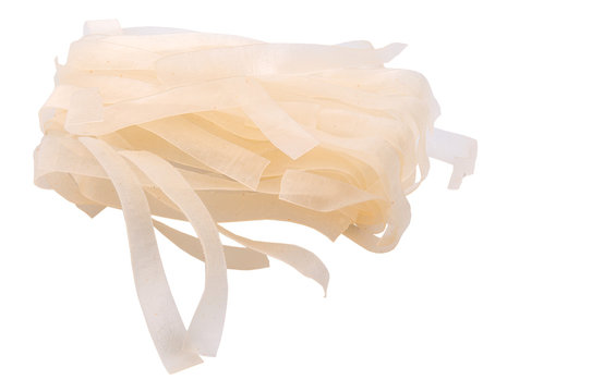 Dried kway teow over white background