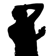 Man Silhouette Busy Using Underarm Deodorant Pray