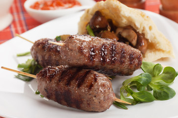 Kebab, minced meat skewer