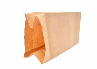 Brown paper bag isolated on white