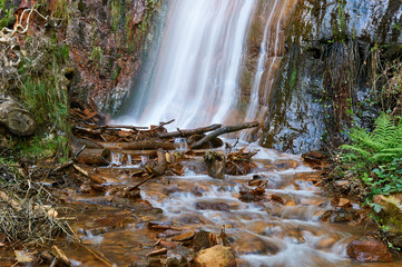 Fototapeta premium Rexío waterfall in Folgoso do Courel (or Caurel), Lugo, Spain