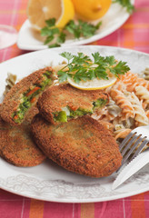 Vegetable steak with pasta