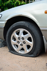 Flat tire on car