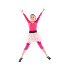 Little pink ballet dancer jumping