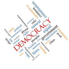 Democracy Word Cloud Concept Angled