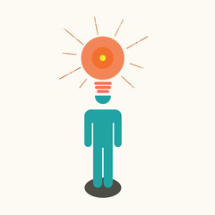 Business man & light bulb idea.