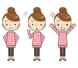 女性　表情　ポーズ　セット