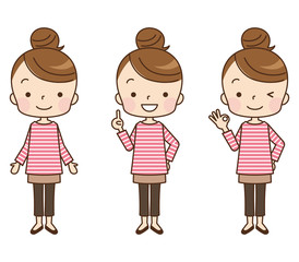 女性　表情　ポーズ　セット