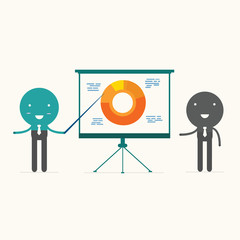 businessman pointing presentation with Presentation Board