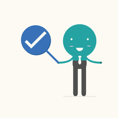 Business man and check mark ,Yes sign.