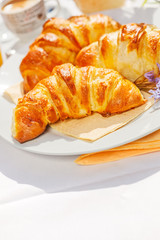Croissants on plate