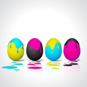 Funny Easter eggs - Cyan, magenta, yellow, black color - CMYK co