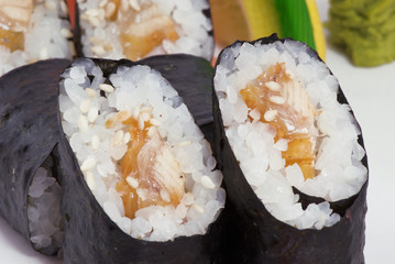 sushi rolls with eel