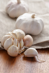 garlic on wood table