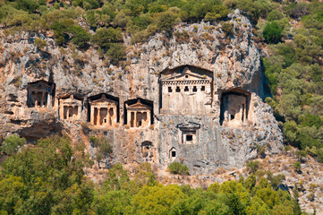 Turkish  Lycian tombs  - ancient necropolis in the mountains