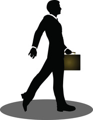 business people walking with briefcase silhouette