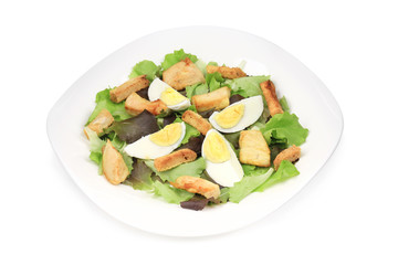 Caesar salad with eggs.