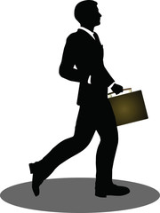 business people walking with briefcase silhouette