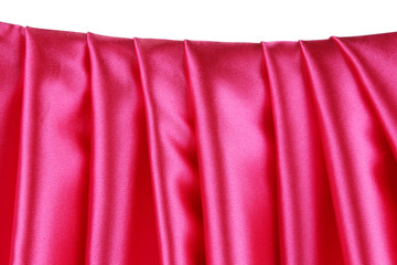 Pink silk drape.