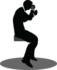 business people on phone sitting silhouette
