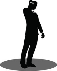 business people on phone standing silhouette