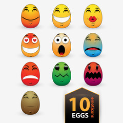 Set of vector egg emoticon illustration