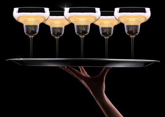 waiter hand with champagne