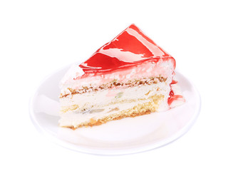 Portion of red layer cake.