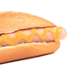 Closeup of hot dog.