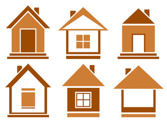 set brown isolated house