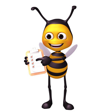 bee with check note