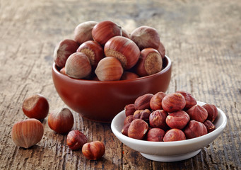 various hazelnuts