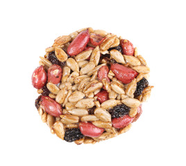 Sunflower seeds and raisins in caramel.