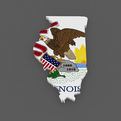 Three-dimensional map of Illinois. USA.